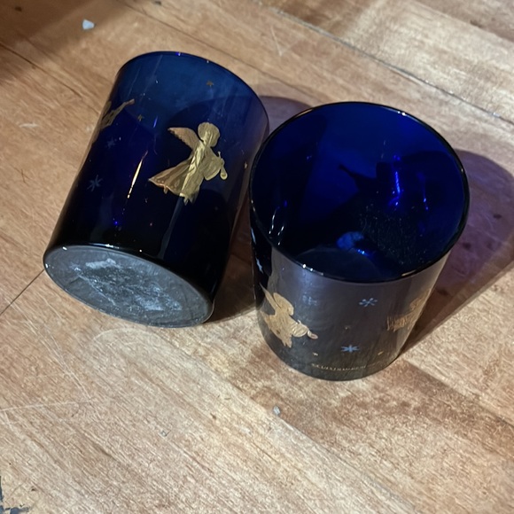 Vintage Culver Angel Tumbler Glasses Cobalt Blue Cocktail Christmas - Picture 3 of 4